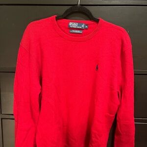 Ralph Lauren Red Crewneck Sweater with Navy Pony